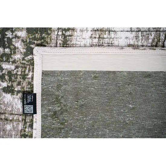 White Gray And Green Abstract Washable Area Rug With UV Protection Photo 8