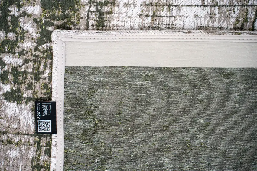 White Gray And Green Abstract Washable Area Rug With UV Protection Photo 8