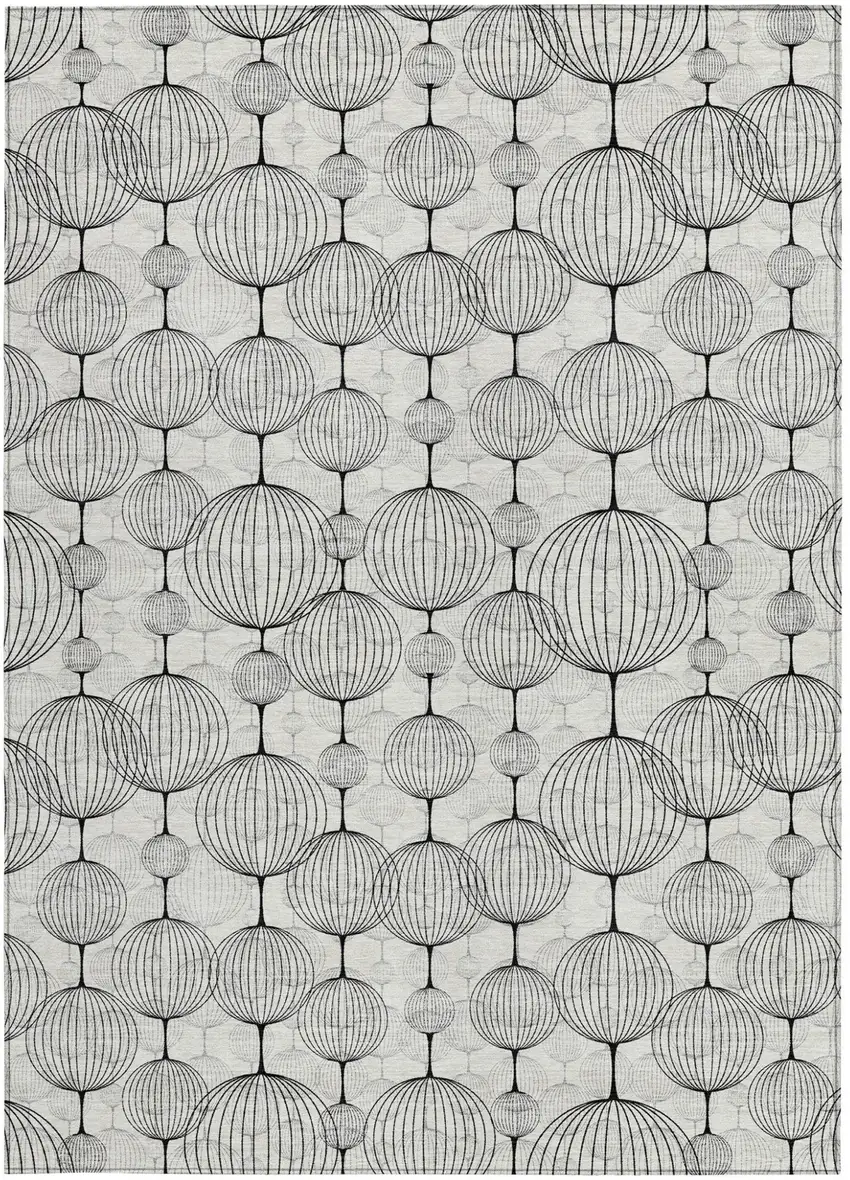 White Gray And Silver Geometric Washable Indoor Outdoor Area Rug Photo 6