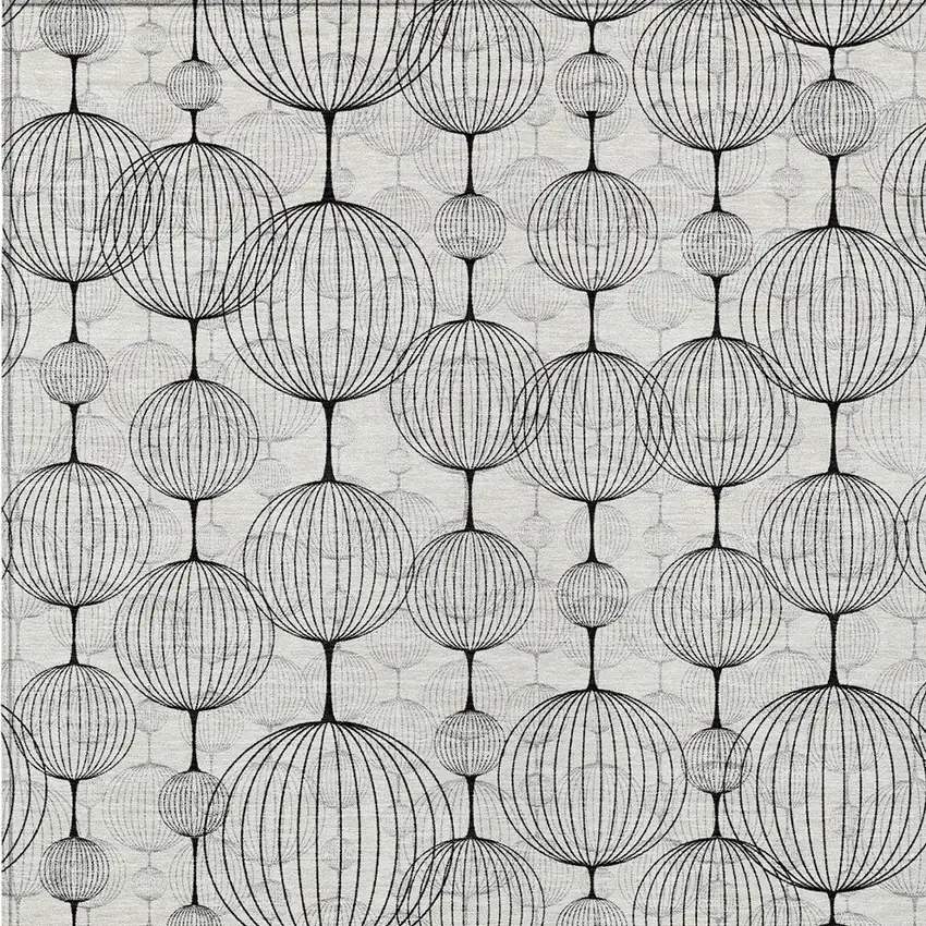 White Gray And Silver Geometric Washable Indoor Outdoor Area Rug Photo 5