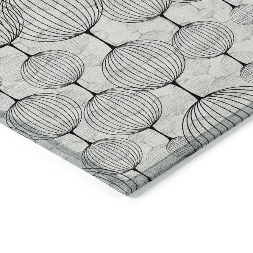 White Gray And Silver Geometric Washable Indoor Outdoor Area Rug Photo 3