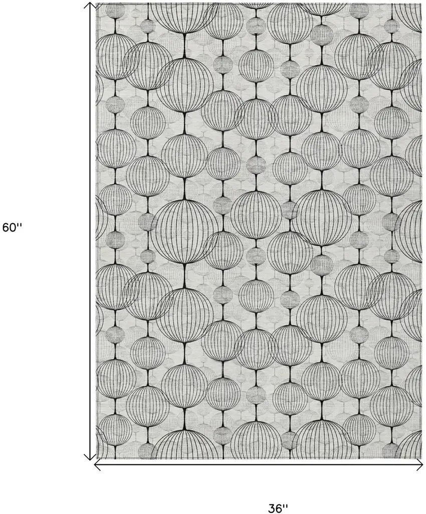 White Gray And Silver Geometric Washable Indoor Outdoor Area Rug Photo 3