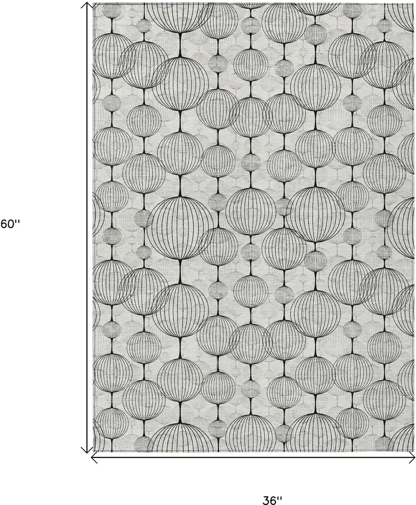 White Gray And Silver Geometric Washable Indoor Outdoor Area Rug Photo 3
