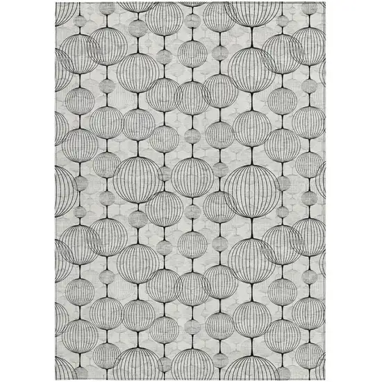 White Gray And Silver Geometric Washable Indoor Outdoor Area Rug Photo 6