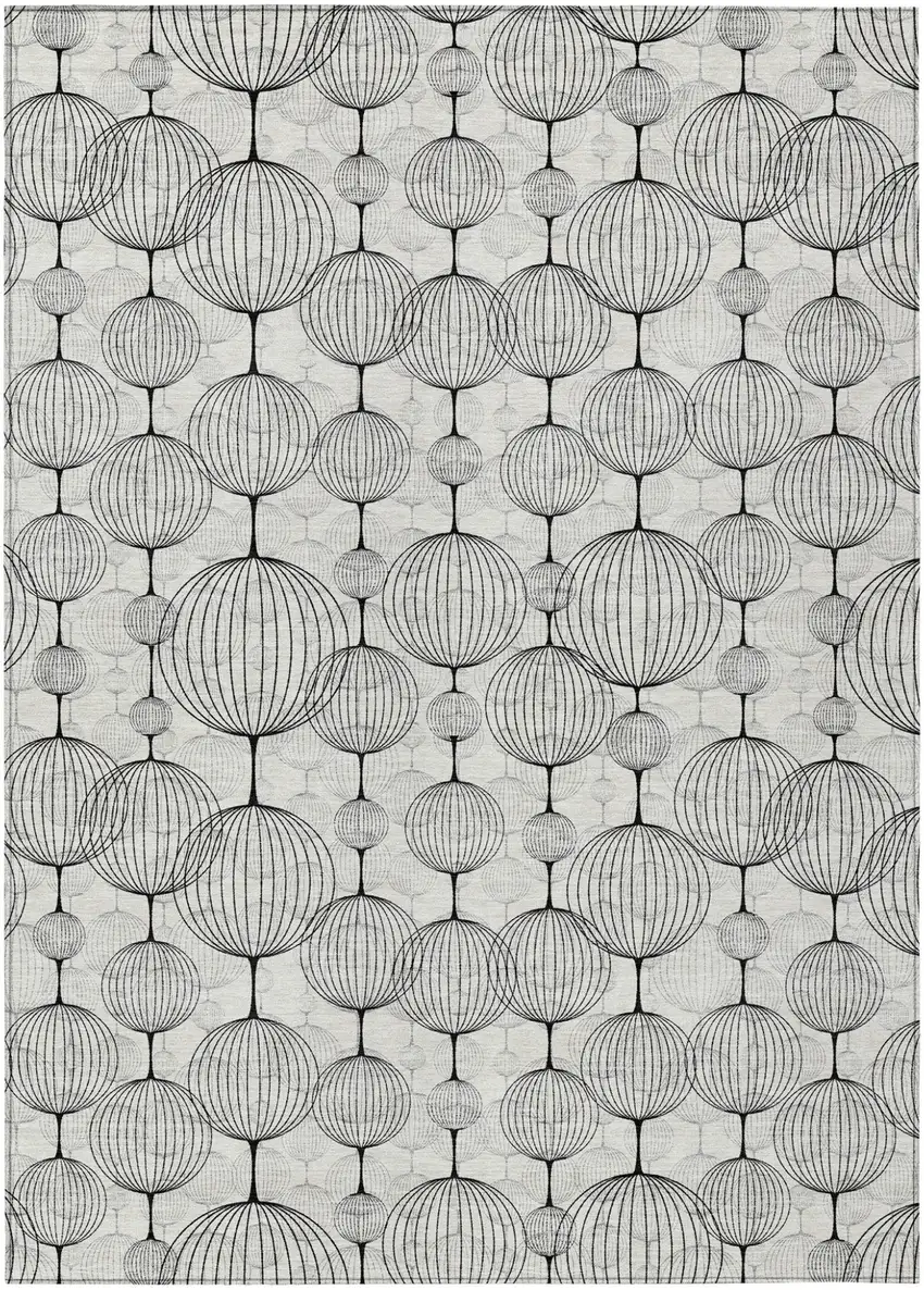White Gray And Silver Geometric Washable Indoor Outdoor Area Rug Photo 2
