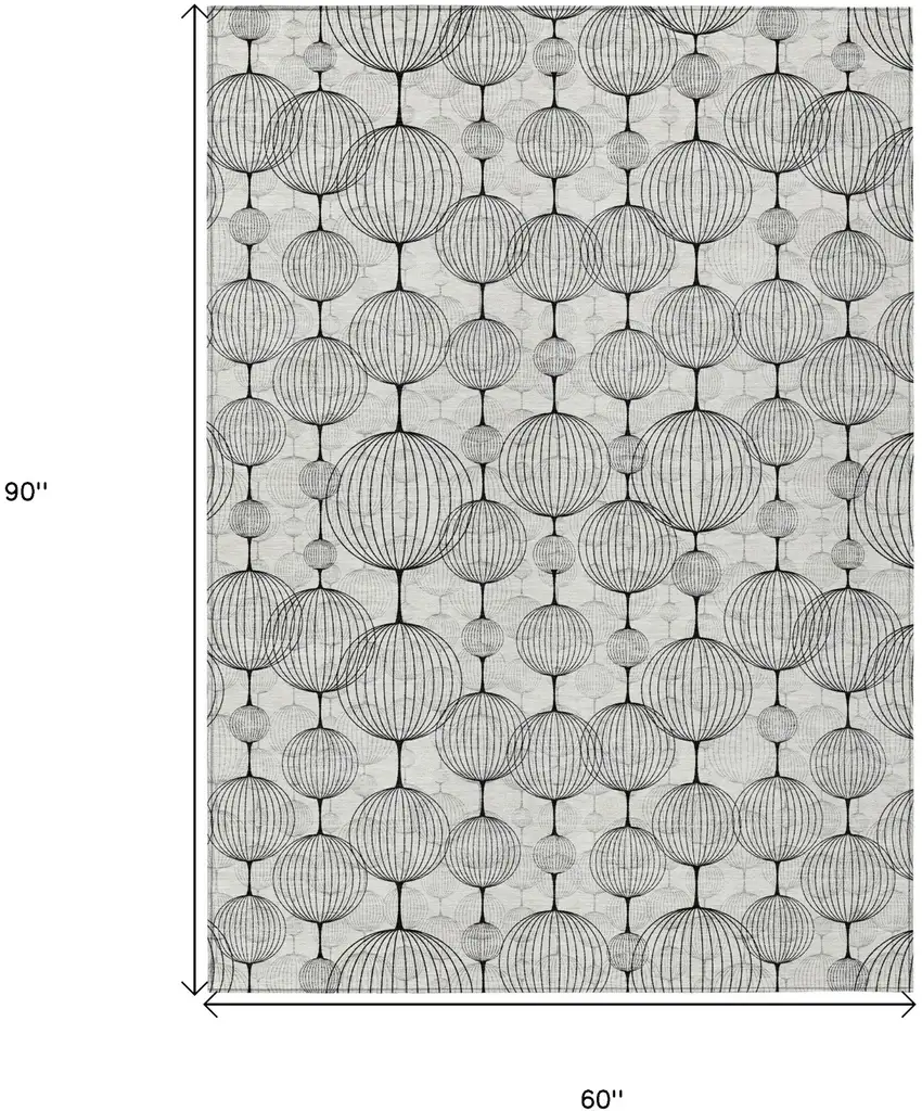 White Gray And Silver Geometric Washable Indoor Outdoor Area Rug Photo 3