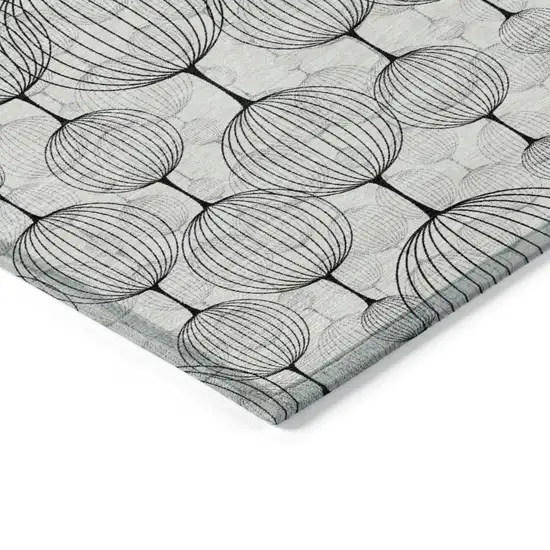 White Gray And Silver Geometric Washable Indoor Outdoor Area Rug Photo 3