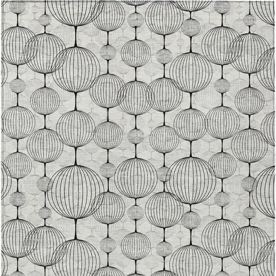 White Gray And Silver Geometric Washable Indoor Outdoor Area Rug Photo 5