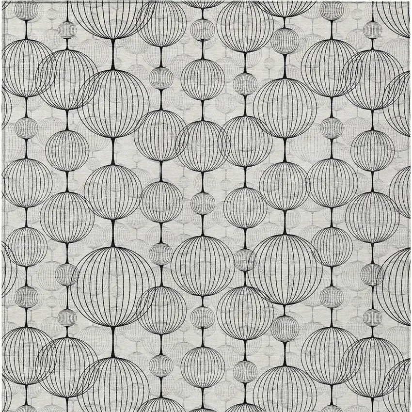 White Gray And Silver Geometric Washable Indoor Outdoor Area Rug Photo 5