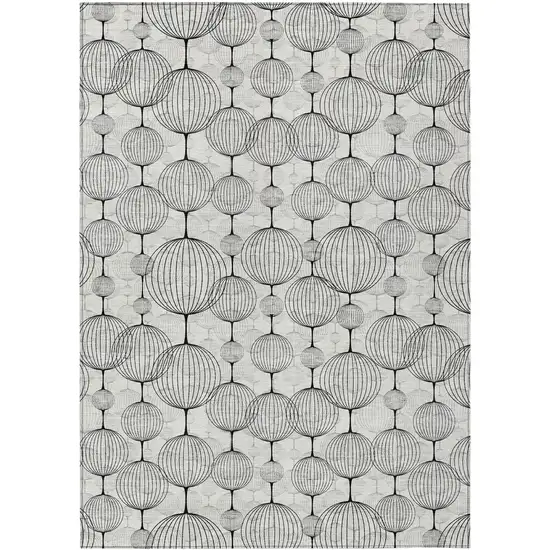 White Gray And Silver Geometric Washable Indoor Outdoor Area Rug Photo 1