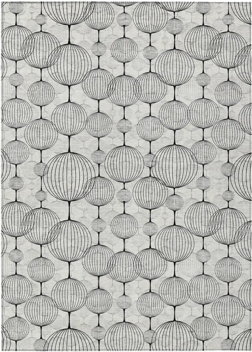 White Gray And Silver Geometric Washable Indoor Outdoor Area Rug Photo 1
