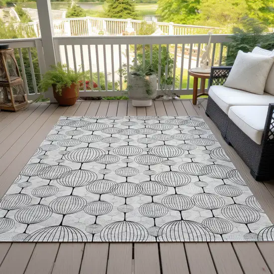 White Gray And Silver Geometric Washable Indoor Outdoor Area Rug Photo 6