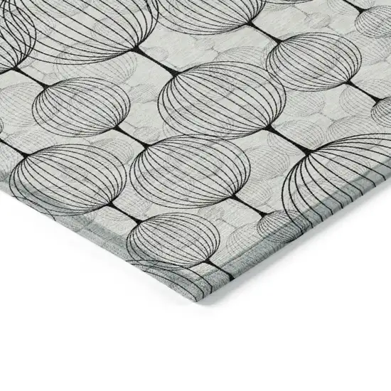 White Gray And Silver Geometric Washable Indoor Outdoor Area Rug Photo 3