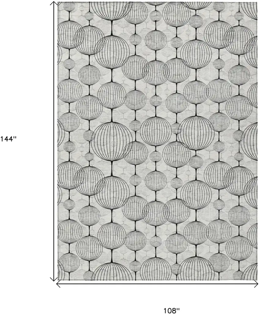 White Gray And Silver Geometric Washable Indoor Outdoor Area Rug Photo 3