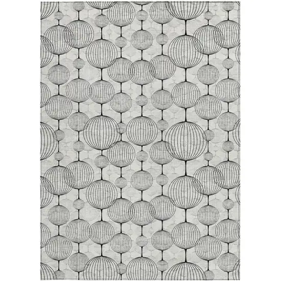 White Gray And Silver Geometric Washable Indoor Outdoor Area Rug Photo 5