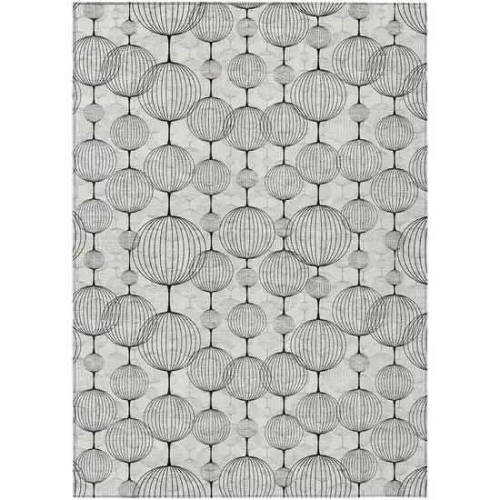 White Gray And Silver Geometric Washable Indoor Outdoor Area Rug Photo 1