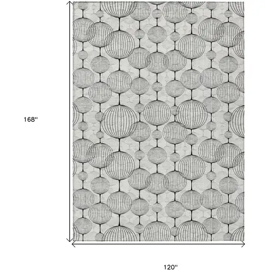 White Gray And Silver Geometric Washable Indoor Outdoor Area Rug Photo 9