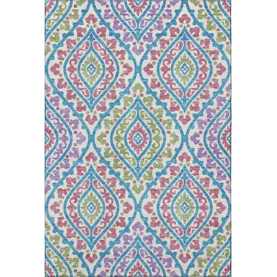 White Green And Purple Diamond Washable Area Rug With UV Protection Photo 4