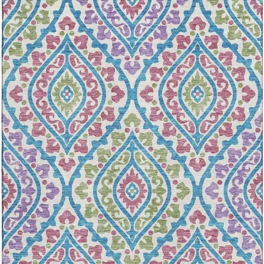 White Green And Purple Diamond Washable Area Rug With UV Protection Photo 4