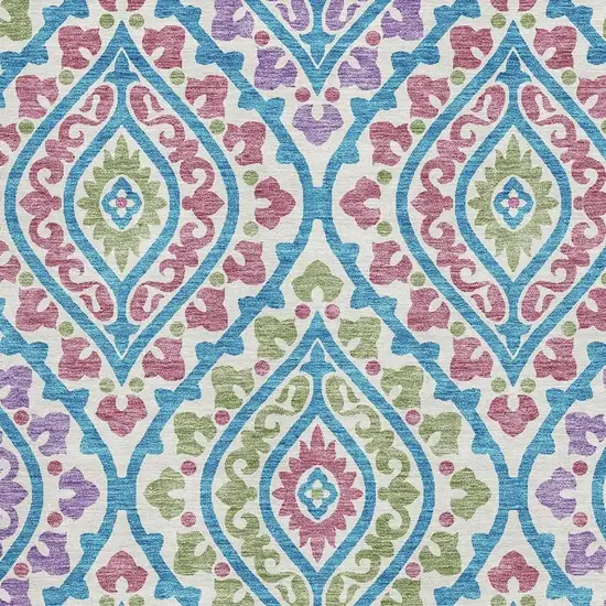 White Green And Purple Diamond Washable Area Rug With UV Protection Photo 3