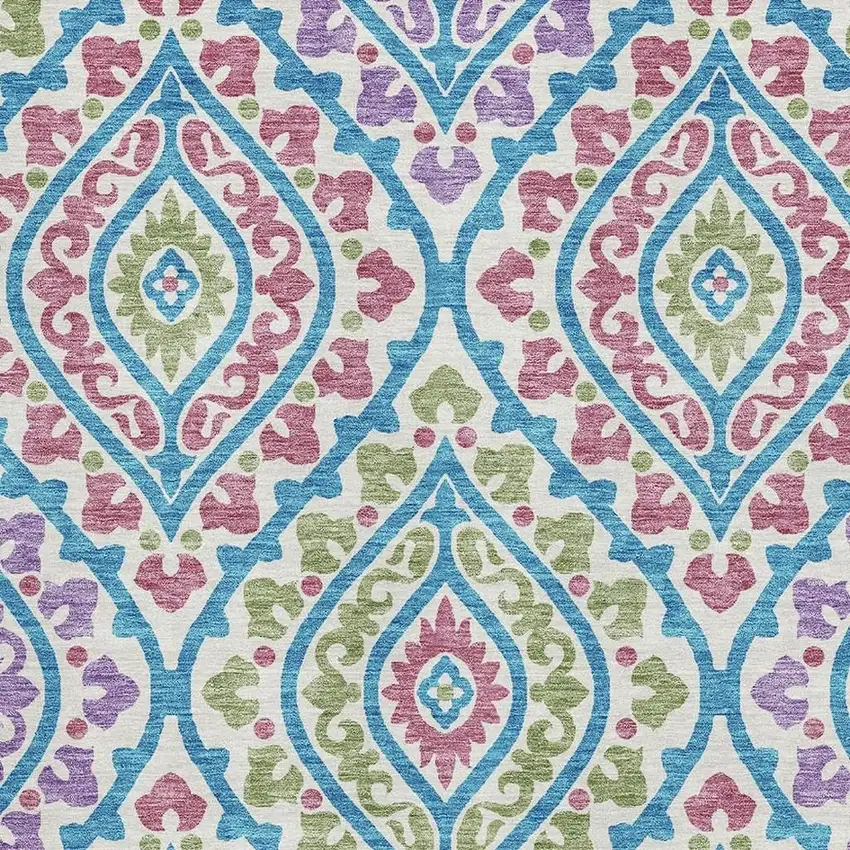 White Green And Purple Diamond Washable Area Rug With UV Protection Photo 3