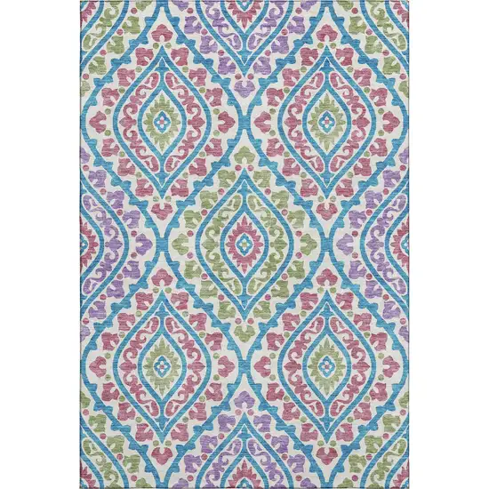 White Green And Purple Diamond Washable Area Rug With UV Protection Photo 1