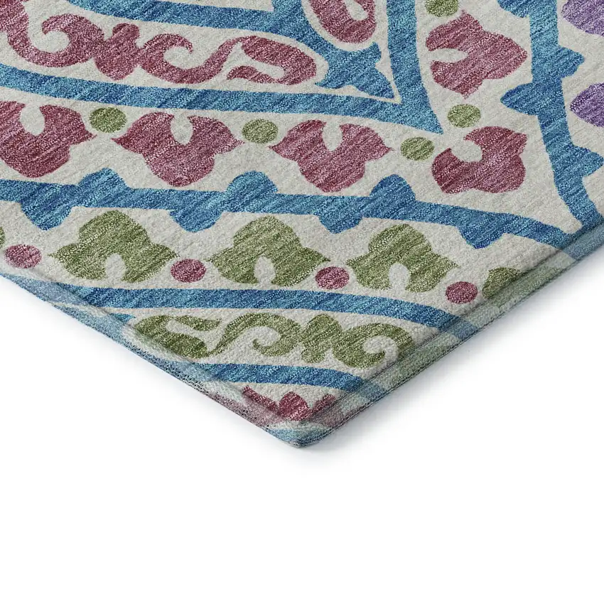 White Green And Purple Diamond Washable Area Rug With UV Protection Photo 8