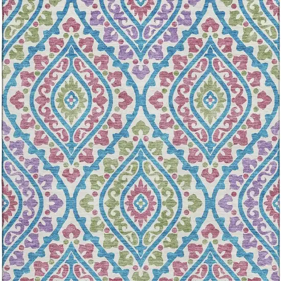 White Green And Purple Diamond Washable Area Rug With UV Protection Photo 3