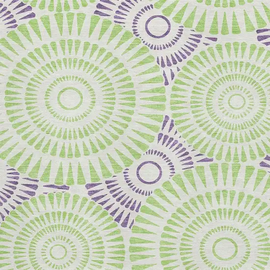 White Green And Purple Geometric Washable Area Rug With UV Protection Photo 3
