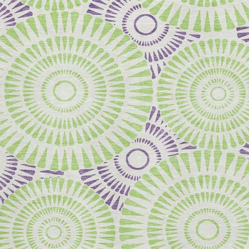 White Green And Purple Geometric Washable Area Rug With UV Protection Photo 3