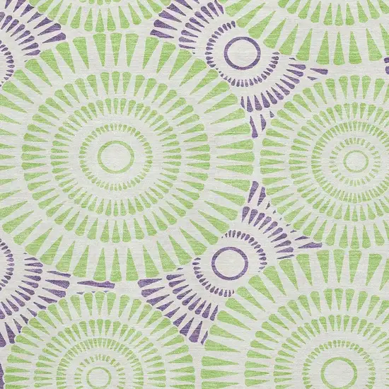 White Green And Purple Geometric Washable Area Rug With UV Protection Photo 3