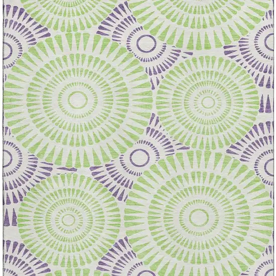 White Green And Purple Geometric Washable Area Rug With UV Protection Photo 4