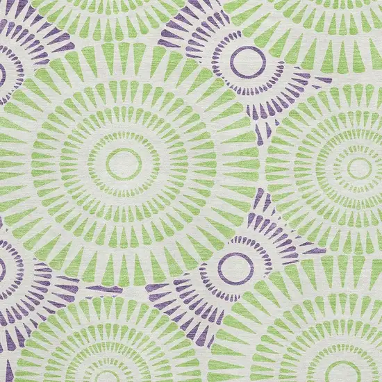 White Green And Purple Geometric Washable Area Rug With UV Protection Photo 3