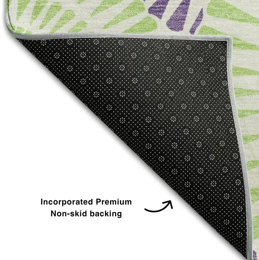 White Green And Purple Geometric Washable Area Rug With UV Protection Photo 7