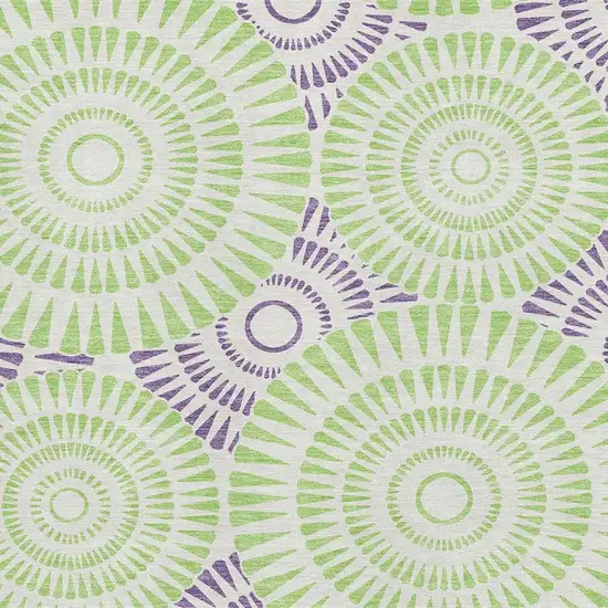 White Green And Purple Geometric Washable Area Rug With UV Protection Photo 3