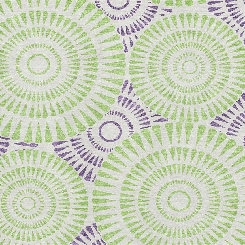 White Green And Purple Geometric Washable Area Rug With UV Protection Photo 3