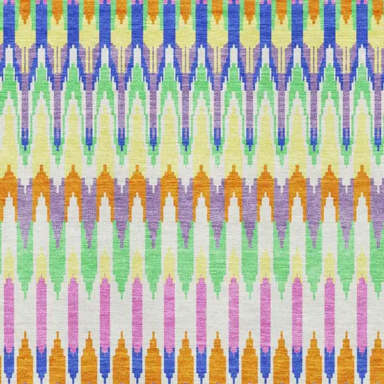 White Green And Purple Southwestern Washable Area Rug With UV Protection Photo 3