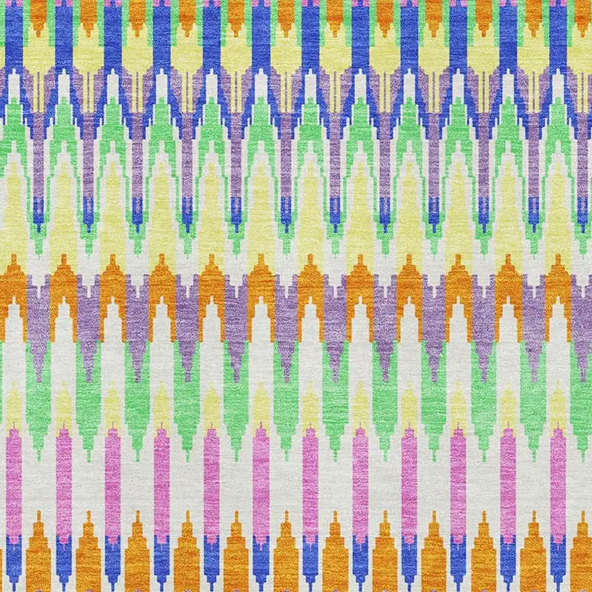 White Green And Purple Southwestern Washable Area Rug With UV Protection Photo 3