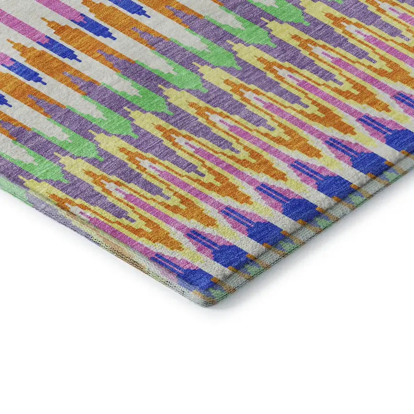 White Green And Purple Southwestern Washable Area Rug With UV Protection Photo 8