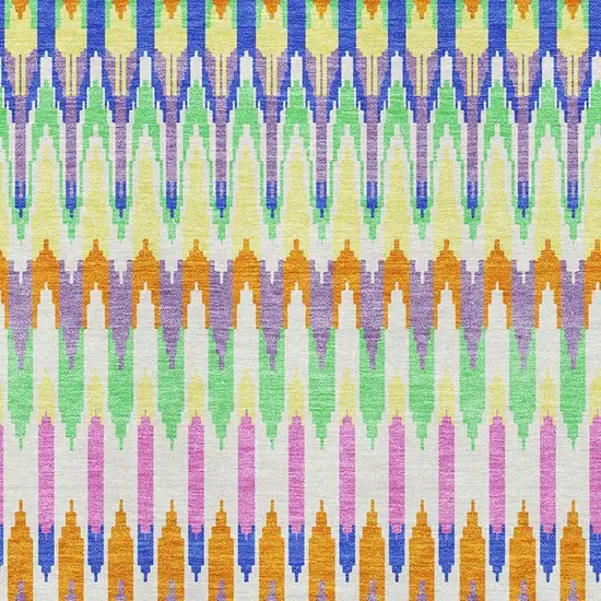 White Green And Purple Southwestern Washable Area Rug With UV Protection Photo 3