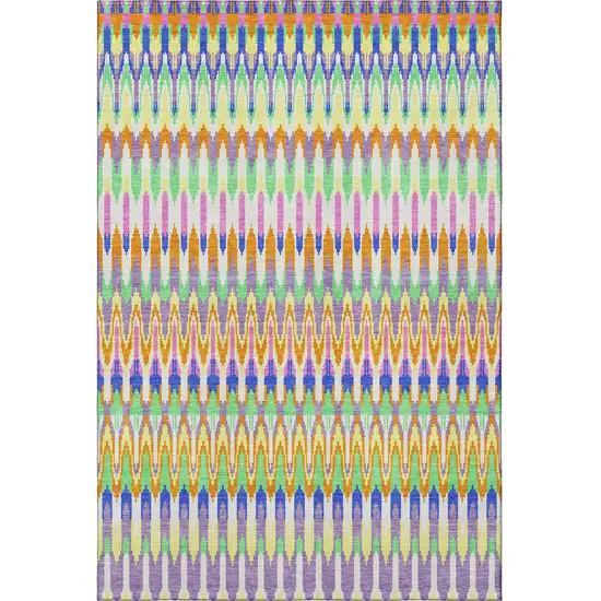 White Green And Purple Southwestern Washable Area Rug With UV Protection Photo 4