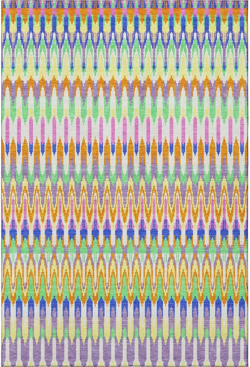 White Green And Purple Southwestern Washable Area Rug With UV Protection Photo 4