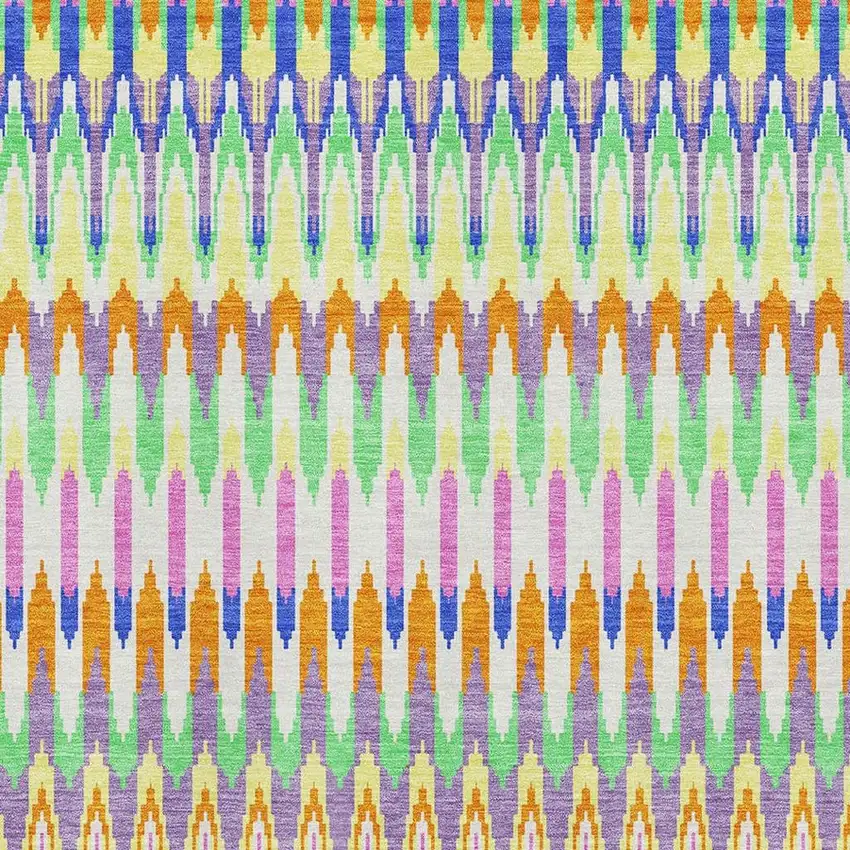 White Green And Purple Southwestern Washable Area Rug With UV Protection Photo 3