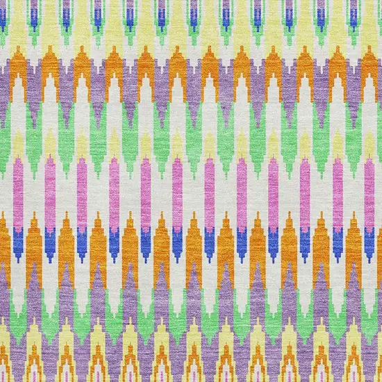 White Green And Purple Southwestern Washable Area Rug With UV Protection Photo 3