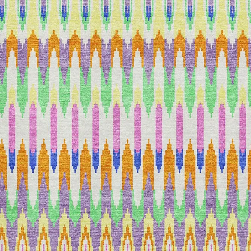 White Green And Purple Southwestern Washable Area Rug With UV Protection Photo 3