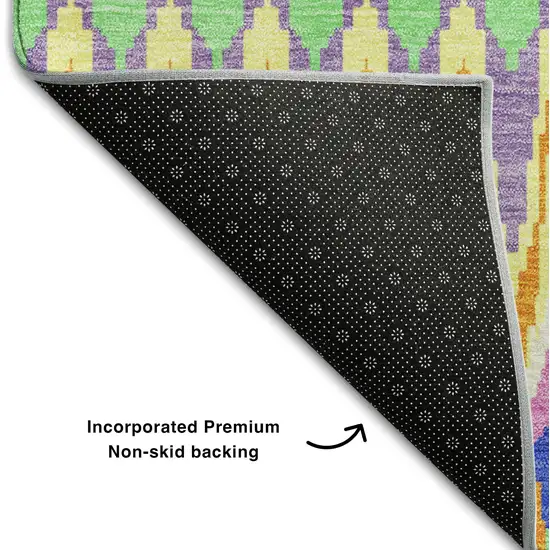 White Green And Purple Southwestern Washable Area Rug With UV Protection Photo 7