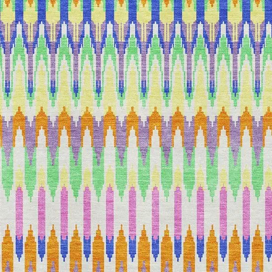 White Green And Purple Southwestern Washable Area Rug With UV Protection Photo 3