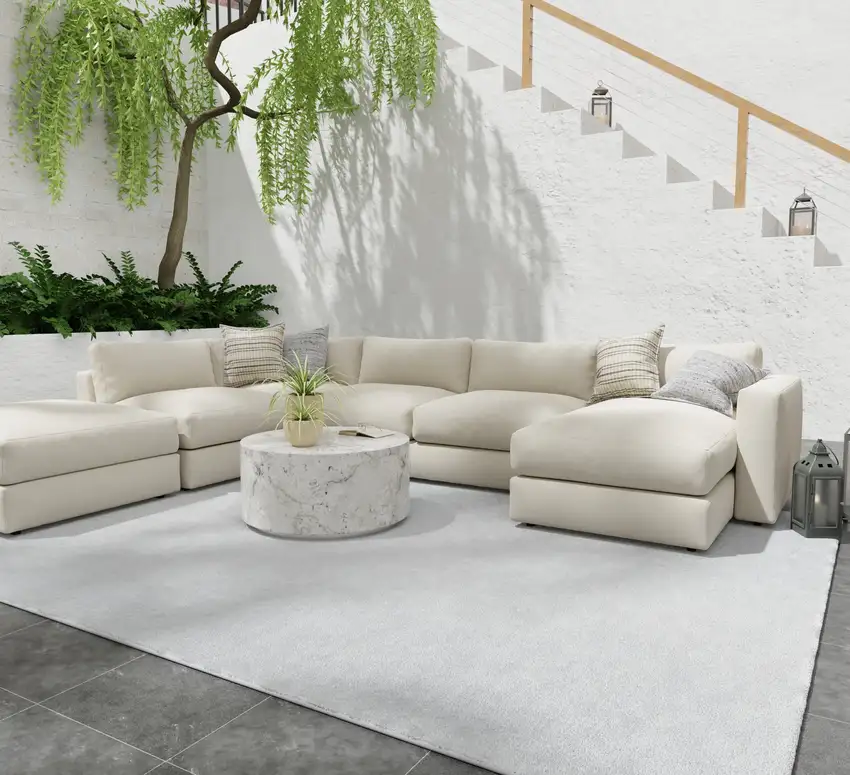 White Handmade Indoor Outdoor Area Rug Photo 4