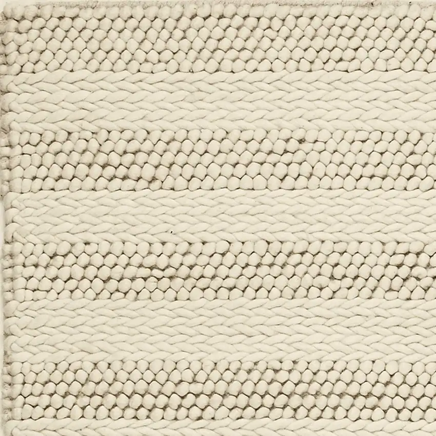White Ivory Hand Woven Knobby Cornish Stripe Indoor Area Rug Photo 2