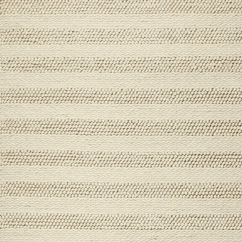 White Ivory Hand Woven Knobby Cornish Stripe Indoor Area Rug Photo 5